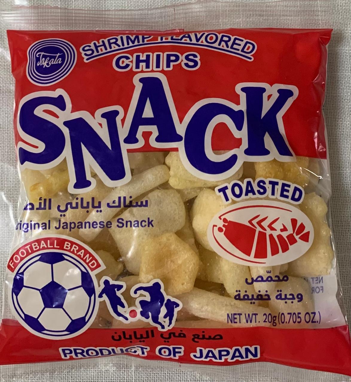 Football Brand shrimp flavoured chips snack packet, product of Japan